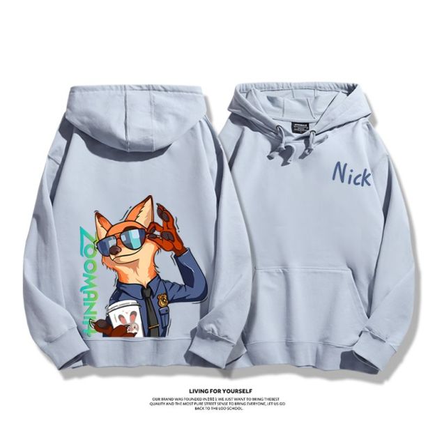 瘋狂動物城聯名衛衣2024秋冬新款親子情侶裝薄絨款連帽衛衣