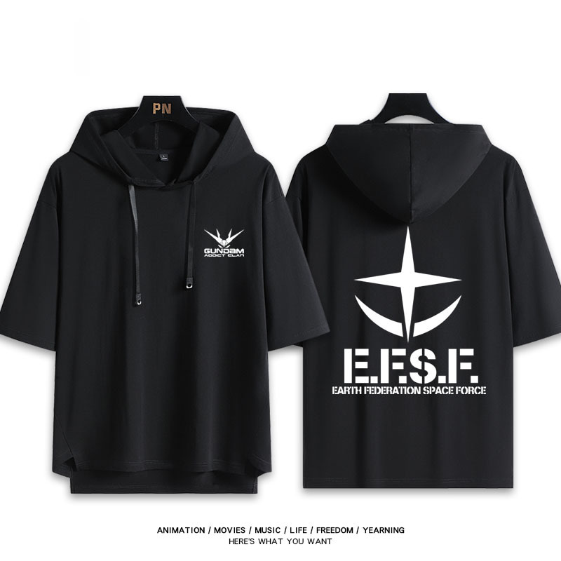 機動戰士鋼彈新款 親子情侶男女款連帽短袖T恤