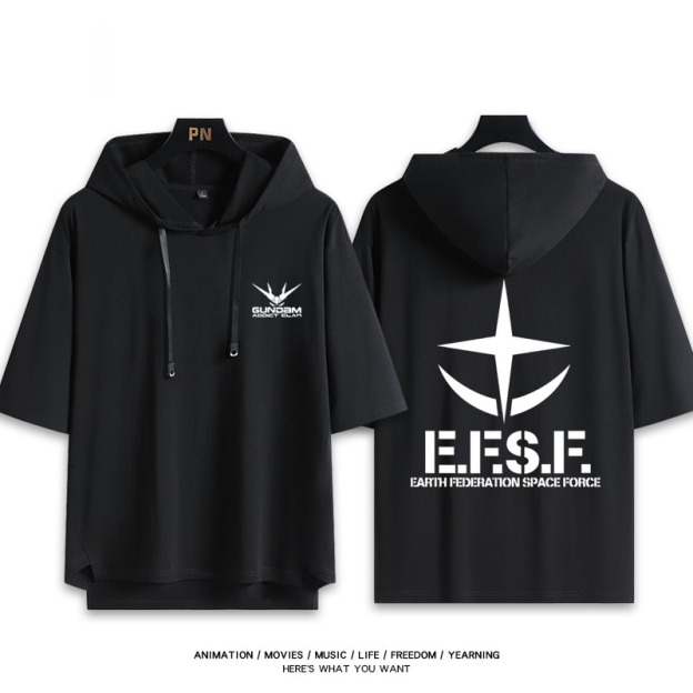 機動戰士鋼彈新款 親子情侶男女款連帽短袖T恤