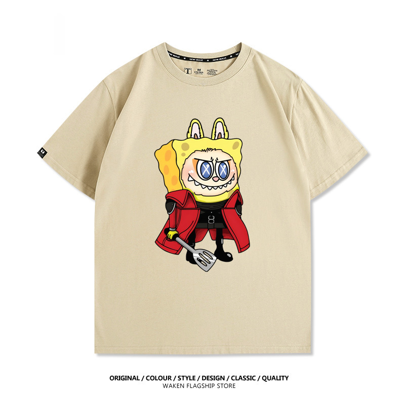 LabubuX海綿寶寶 印花短袖T恤-CASEZONE