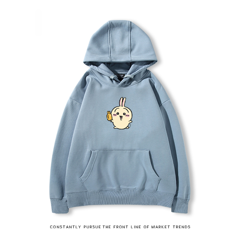 Chiikawa聯名衛衣2024秋冬新款親子情侶裝薄絨款連帽衛衣