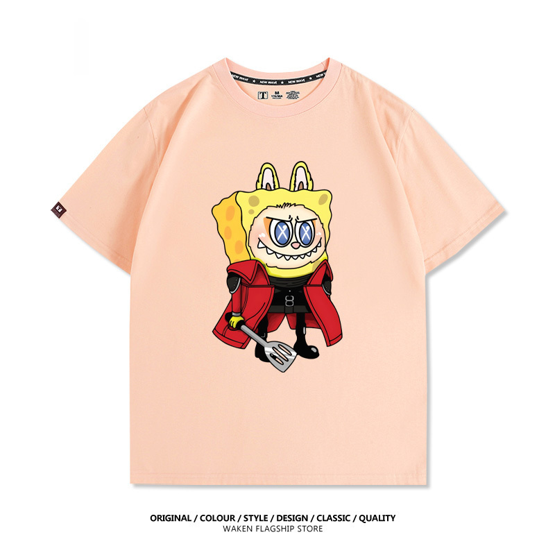 LabubuX海綿寶寶 印花短袖T恤-CASEZONE