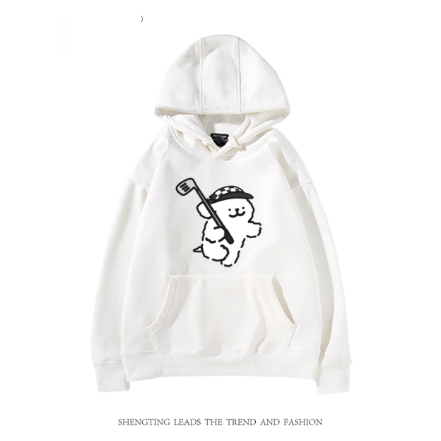 線條小狗新款 親子情侶男女款連帽衛衣-CASEZONE