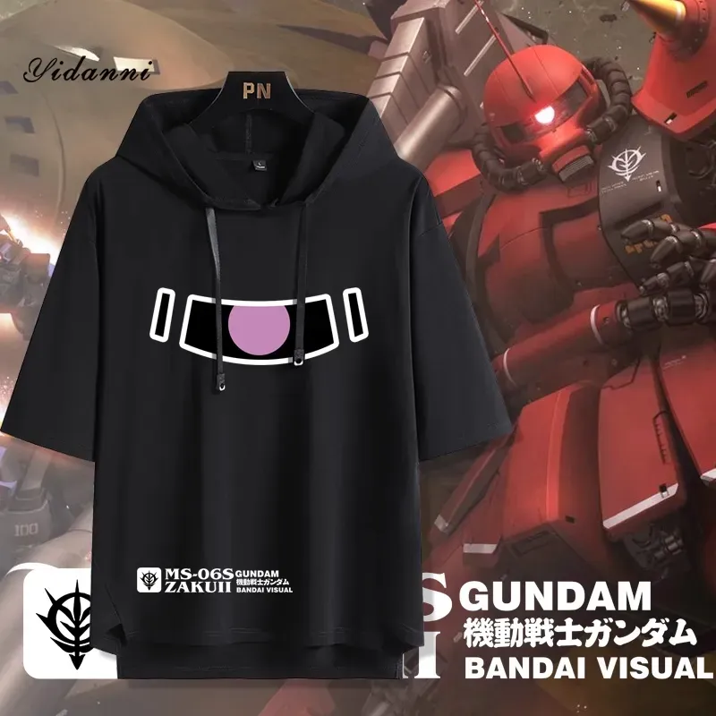 機動戰士鋼彈新款 親子情侶男女款連帽短袖T恤