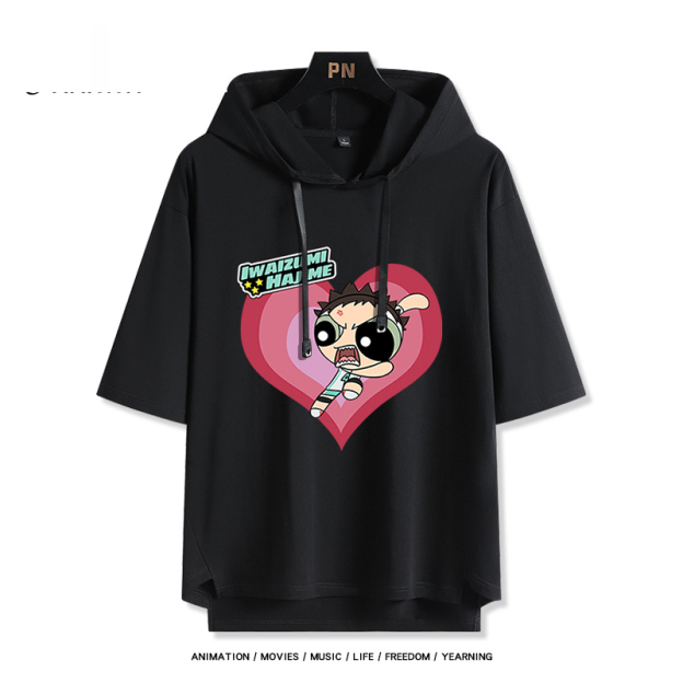 飛天小女警 x 排球少年 連帽短袖T恤