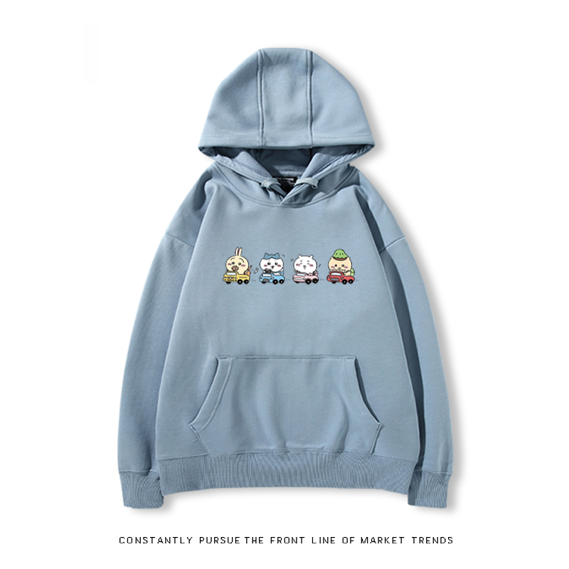 Chiikawa聯名衛衣2024秋冬新款親子情侶裝薄絨款連帽衛衣