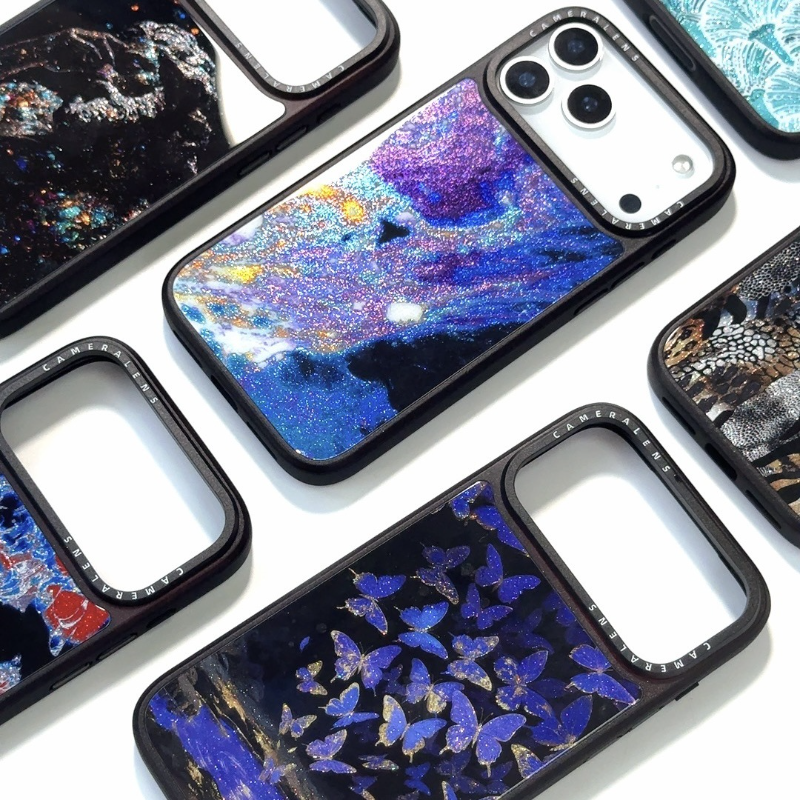 適用iPhone17系列 夢幻流光藝術玻璃手機殼-CASEZONE