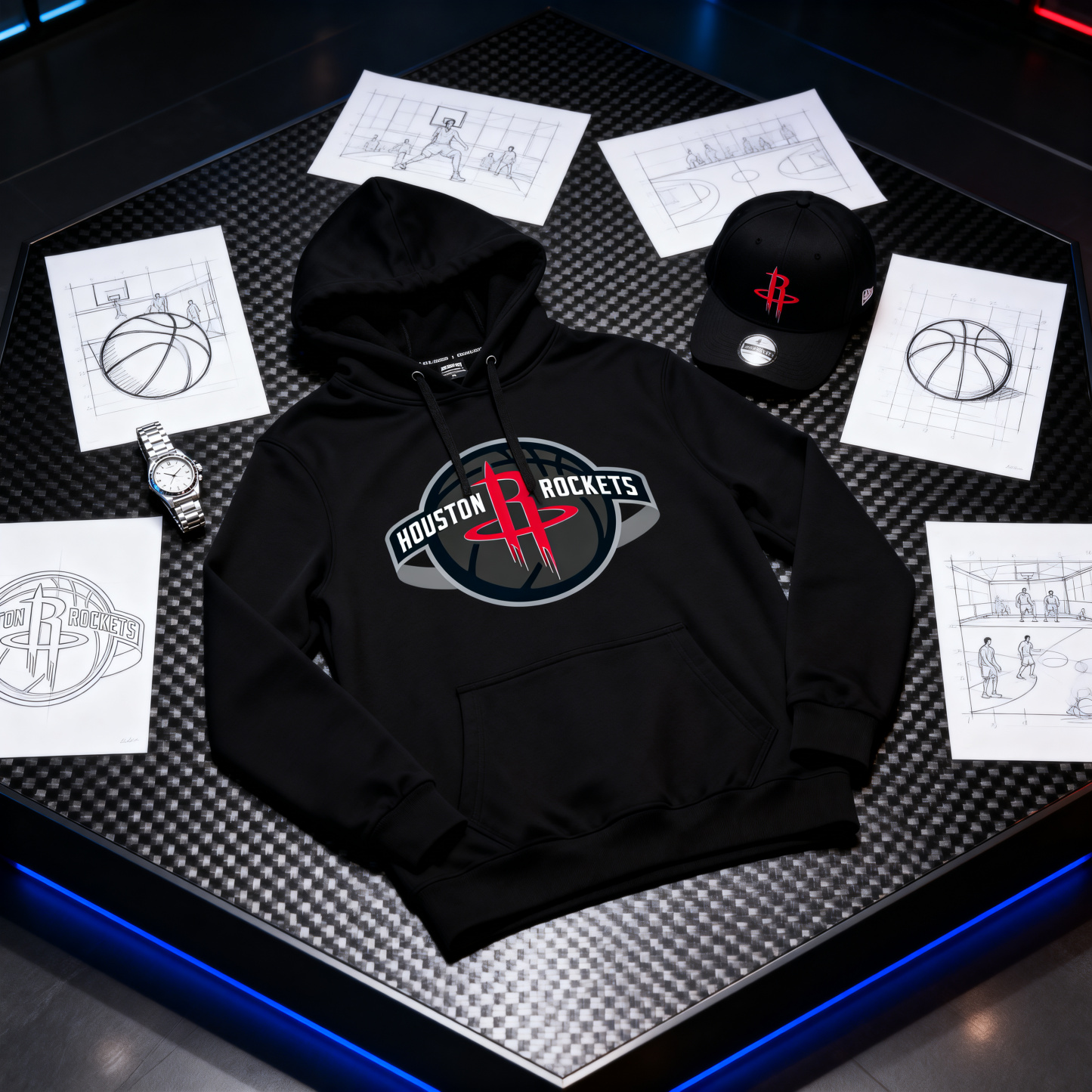 休士頓火箭隊印花連帽衛衣