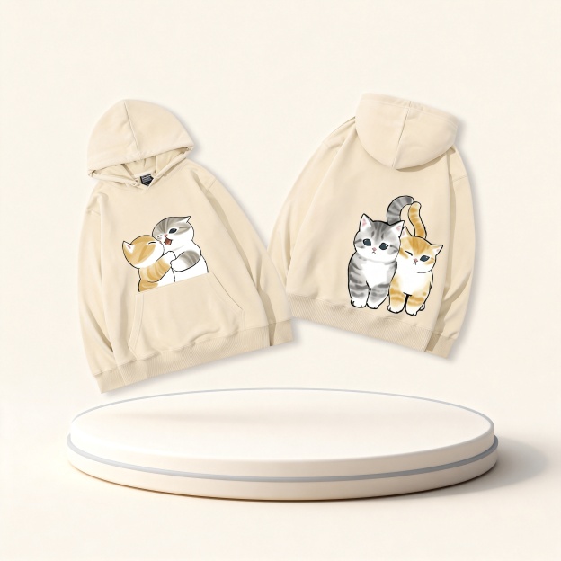 貓福珊迪猫咪可爱印花連帽衛衣