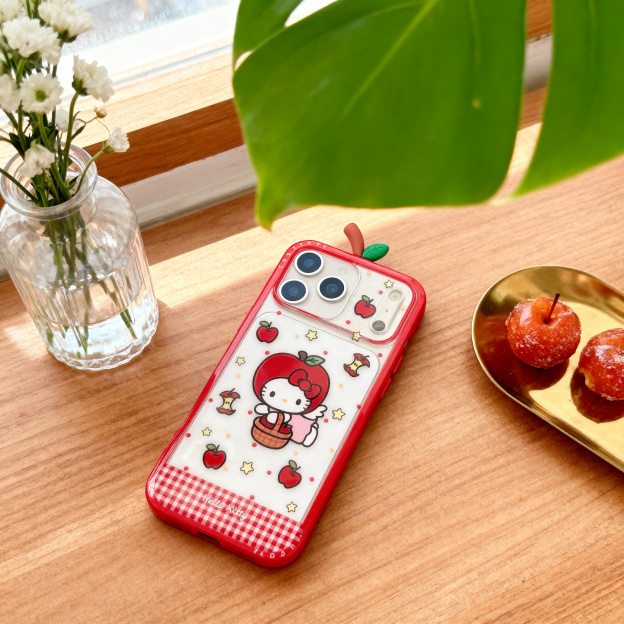 紅色格紋蘋果頭套Kitty手機殼