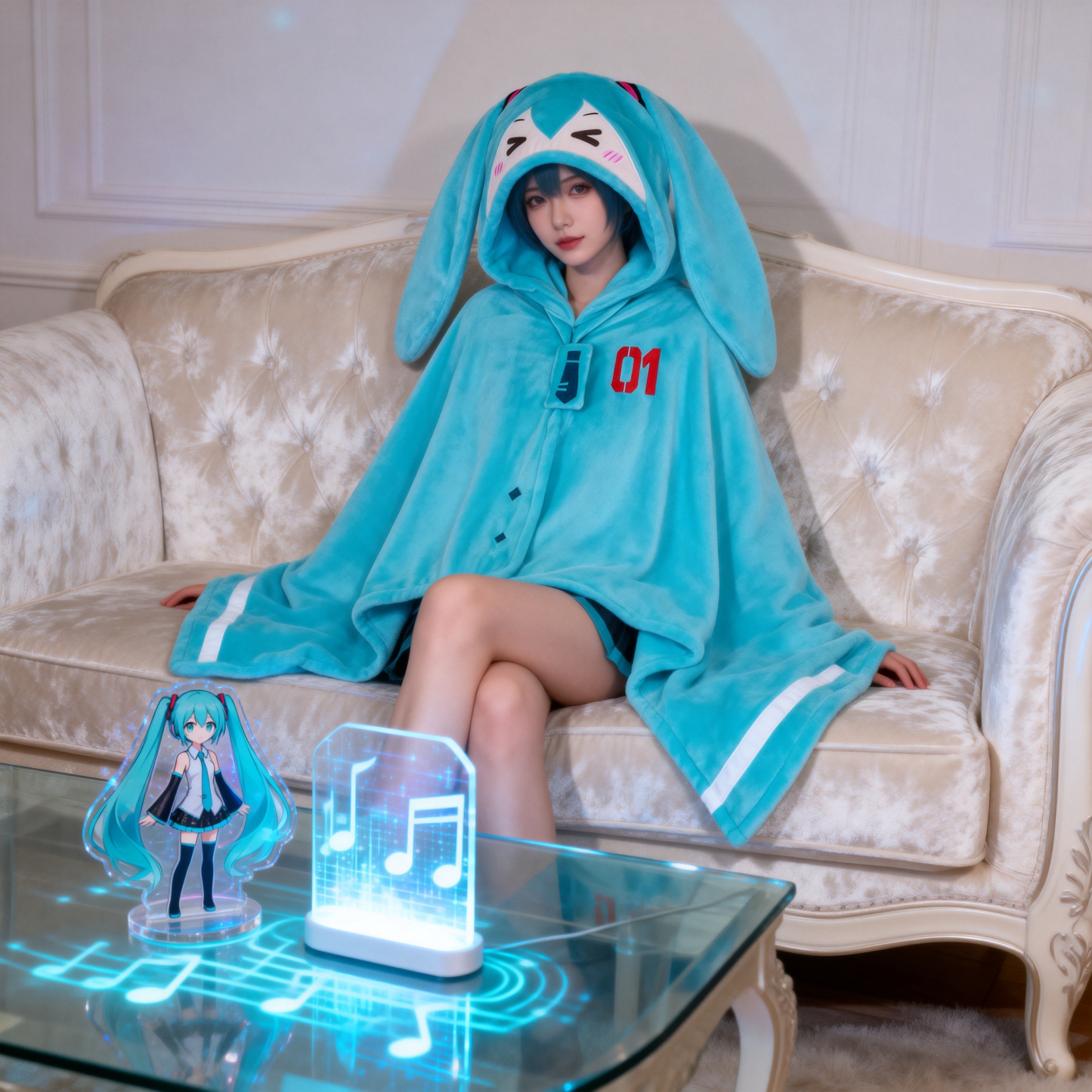 初音未來 多功能連帽空調毯