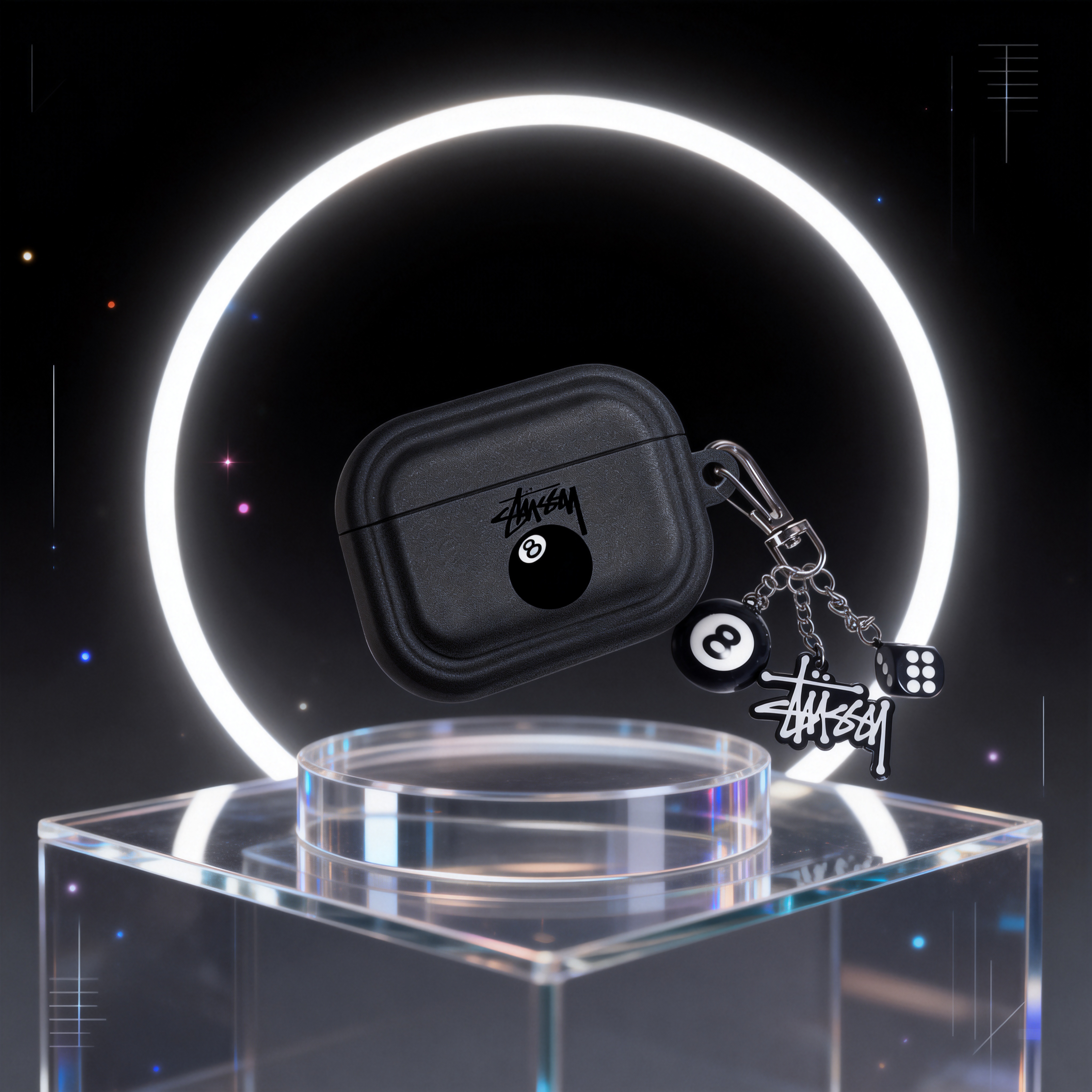 潮牌黑8桌球Airpods耳機保護殼 - 高級深灰小眾復古歐美風格