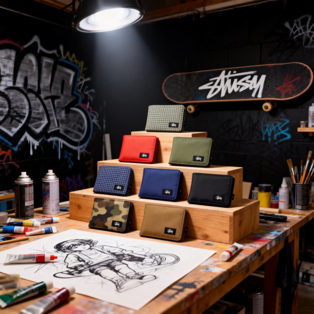 斯圖西潮牌皮夾 潮牌牛津布短版錢包