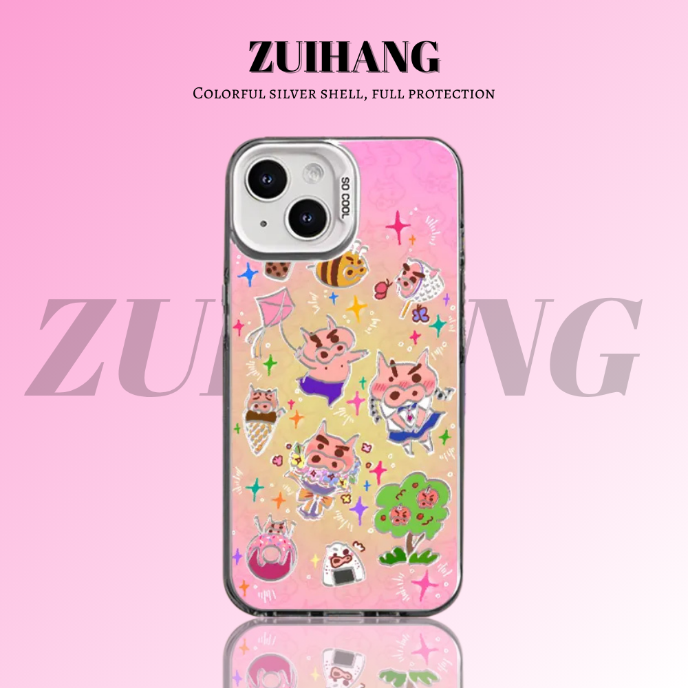 蠟筆小新彩銀防摔手機殼-CASEZONE