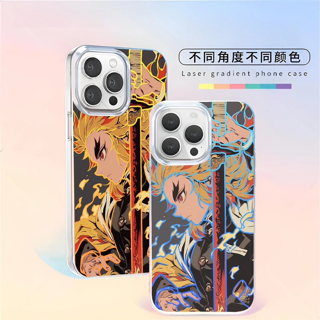 鬼滅之刃 極光/彩銀 線條漸變防摔手機殼-CASEZONE