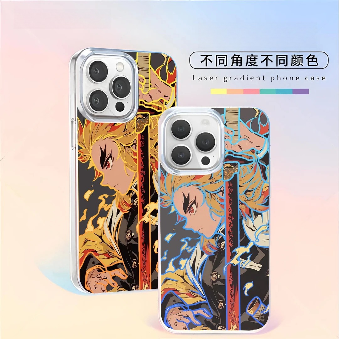 鬼滅之刃 極光/彩銀 線條漸變防摔手機殼-CASEZONE