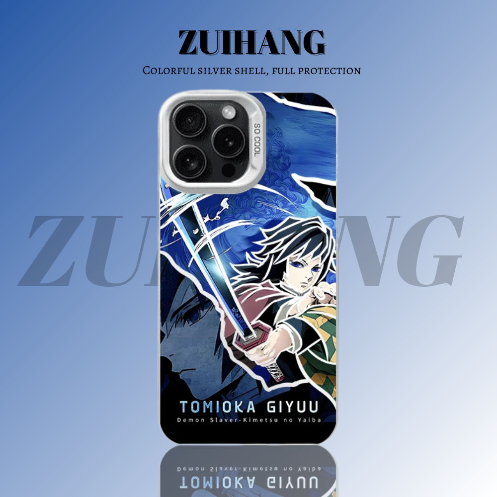 鬼滅之刃 極光/彩銀 線條漸變防摔手機殼-CASEZONE