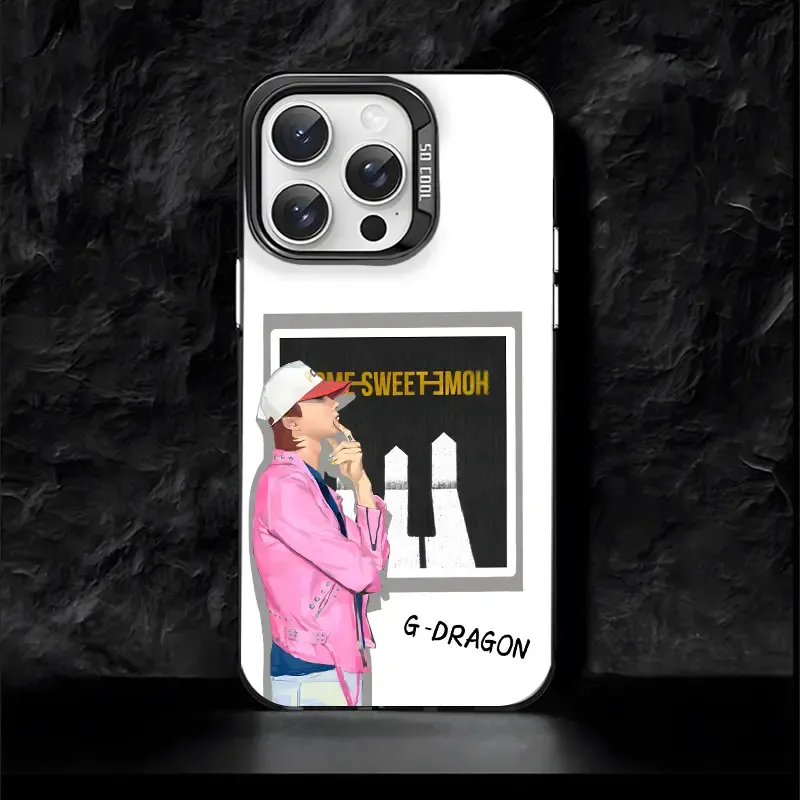 權志龍GD 彩銀線條漸變防摔手機殼-CASEZONE