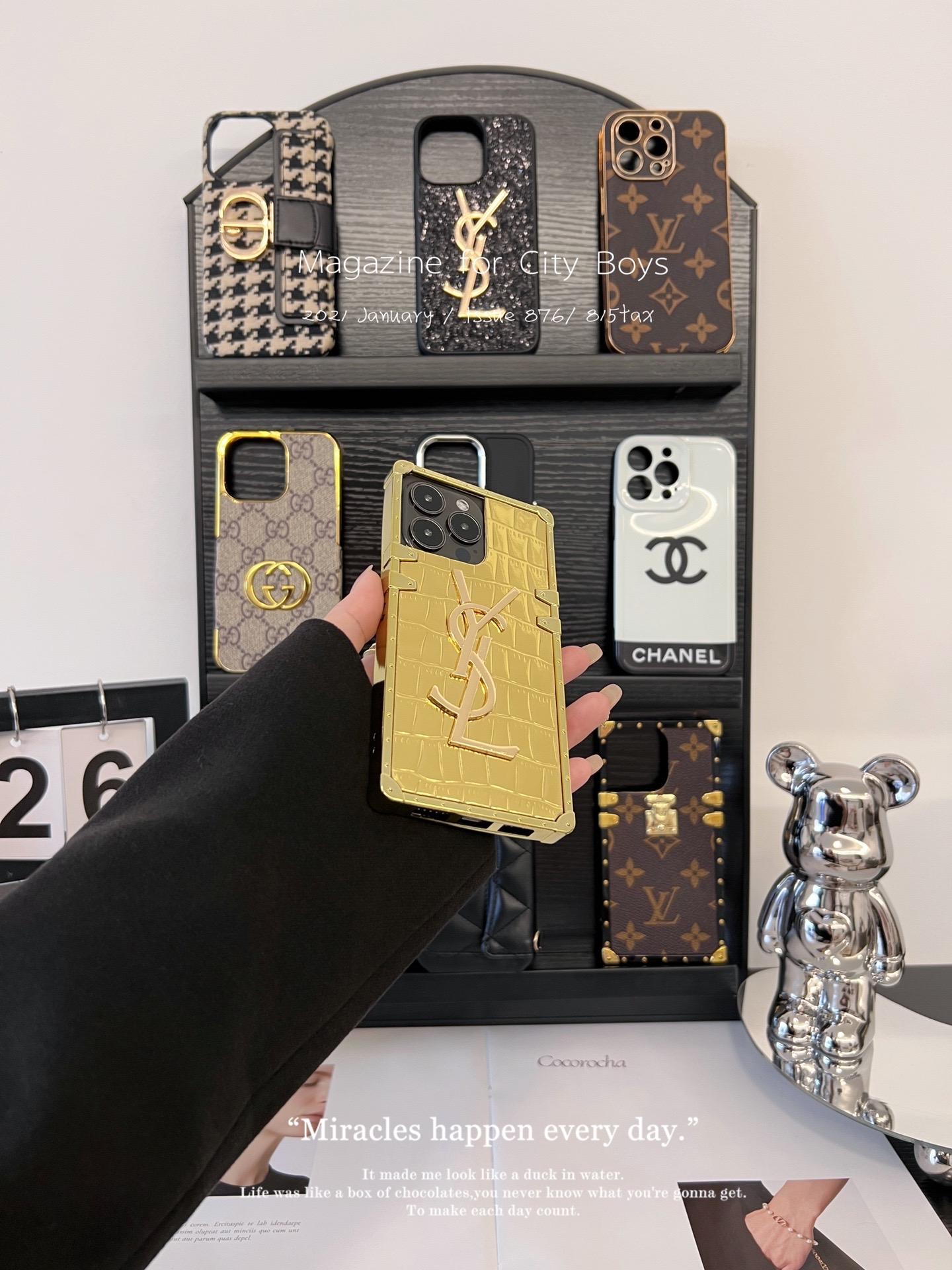 聖羅蘭鱷魚紋金屬全包手機殼-CASEZONE