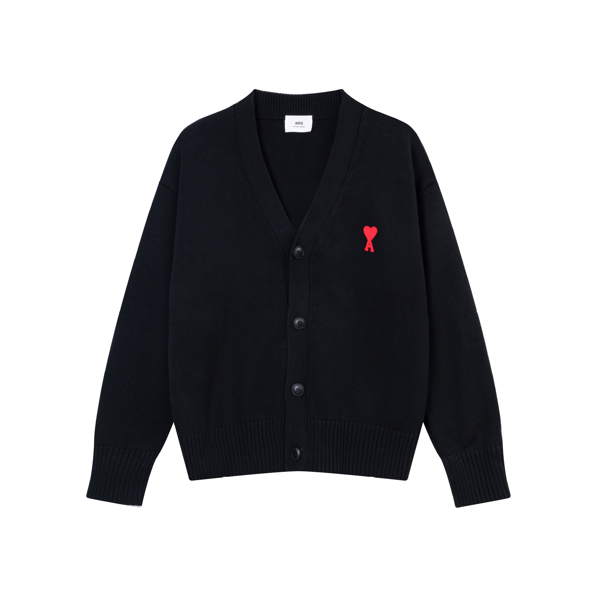 Ami Paris 愛心刺繡 V 領針織開衫｜男女同款寬鬆休閒毛衣外套