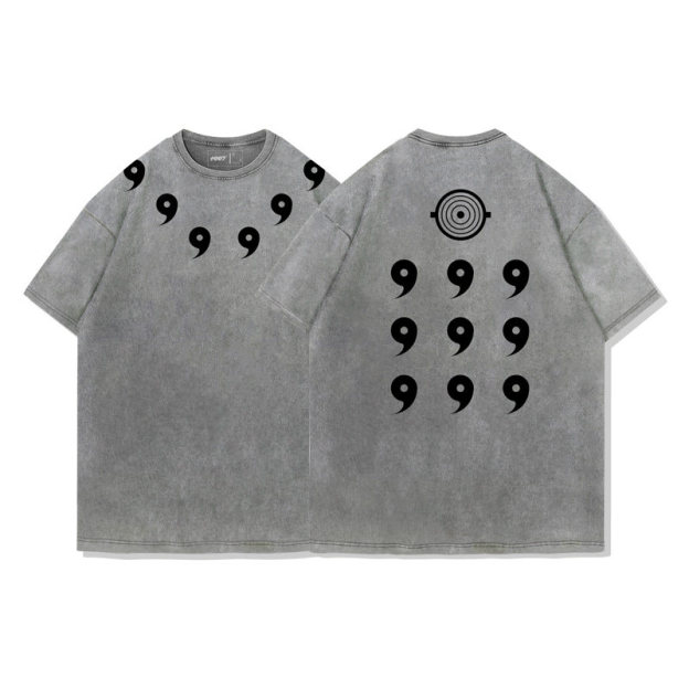 火影宇智波斑六道模式水洗做舊 2026親子情侶男女同款 印花水洗短袖