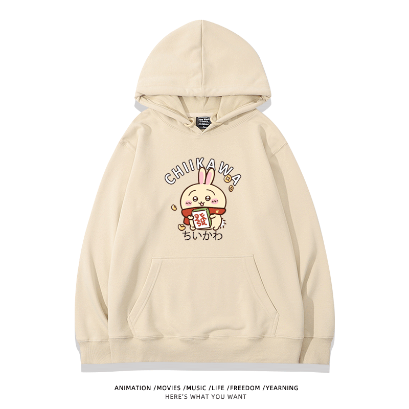 chiikawa 2024秋冬新款親子情侶裝薄絨款連帽衛衣