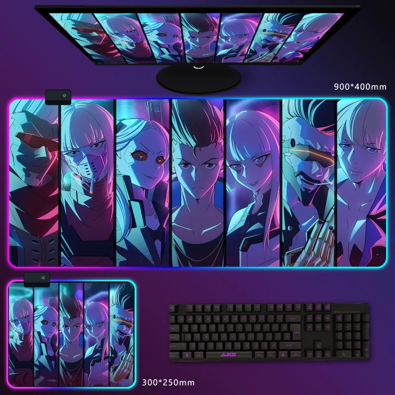 電馭叛客邊緣行者 RGB 電競滑鼠墊｜Cyberpunk 動漫電競桌墊
