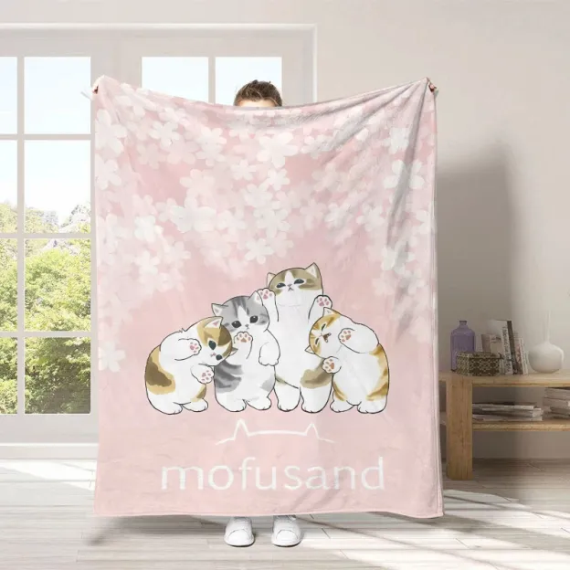 mofusand 貓福珊迪鯊魚貓毛毯｜法蘭絨沙發蓋毯・午休披肩
