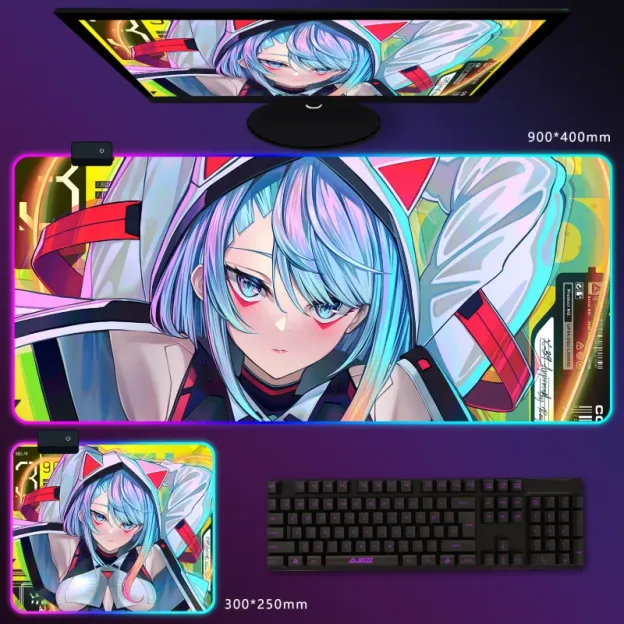 電馭叛客邊緣行者 RGB 電競滑鼠墊｜Cyberpunk 動漫電競桌墊