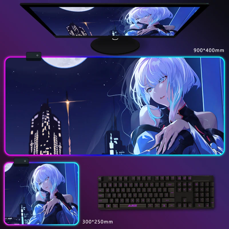 電馭叛客邊緣行者 RGB 電競滑鼠墊｜Cyberpunk 動漫電競桌墊