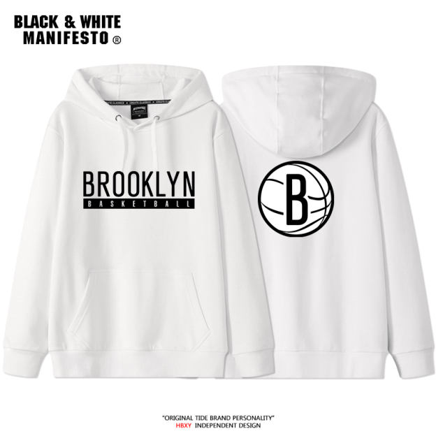 籃網訓練同款印花連帽衛衣