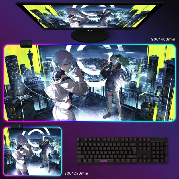電馭叛客邊緣行者 RGB 電競滑鼠墊｜Cyberpunk 動漫電競桌墊