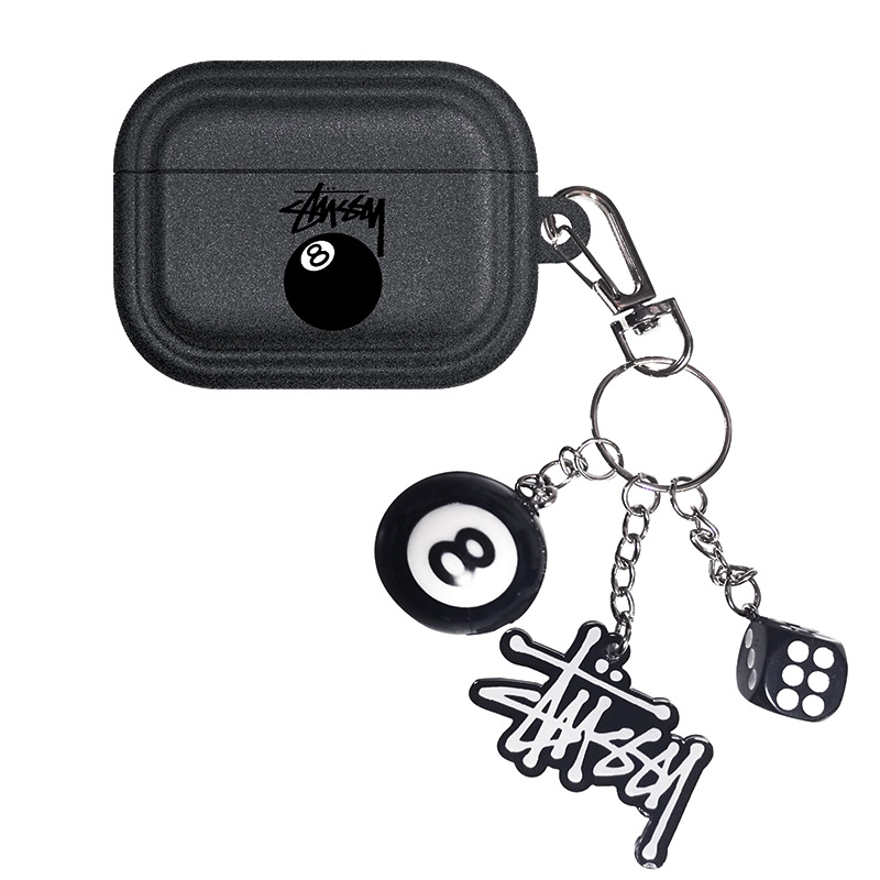 潮牌黑8桌球Airpods耳機保護殼 - 高級深灰小眾復古歐美風格