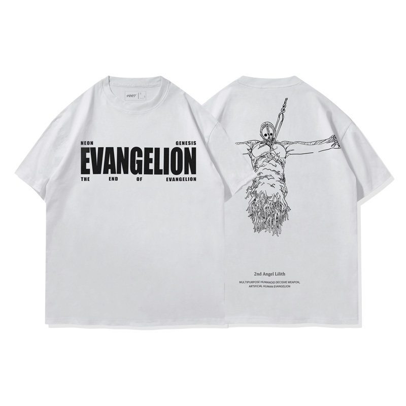 EVA十三號機莉莉絲水洗做舊 2026親子情侶男女同款 印花水洗短袖