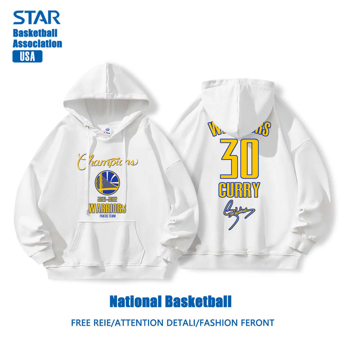 NBA 勇士隊柯瑞 Curry 籃球風連帽衛衣套裝｜美式休閒長袖外套