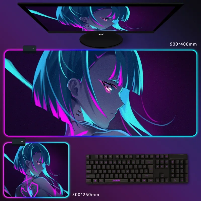 電馭叛客邊緣行者 RGB 電競滑鼠墊｜Cyberpunk 動漫電競桌墊