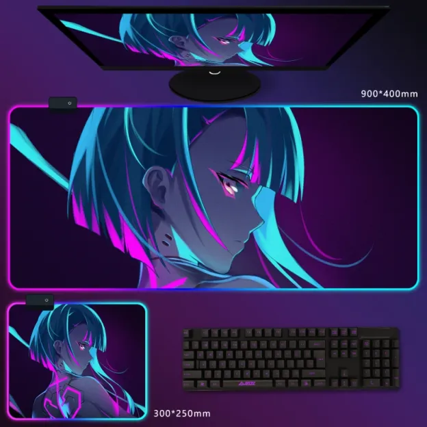 電馭叛客邊緣行者 RGB 電競滑鼠墊｜Cyberpunk 動漫電競桌墊