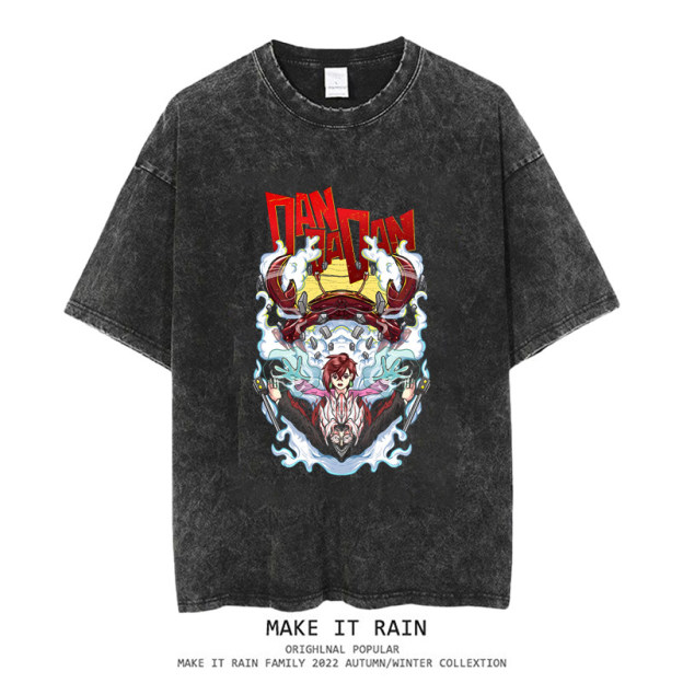 膽大黨水洗做舊 2026親子情侶男女同款 印花水洗短袖