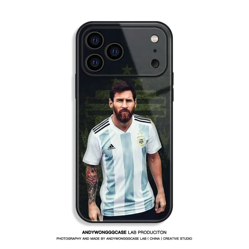 梅西 Messi 高清鋼化玻璃手機殼