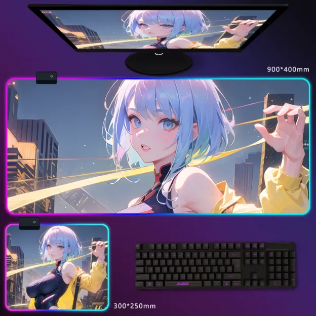 電馭叛客邊緣行者 RGB 電競滑鼠墊｜Cyberpunk 動漫電競桌墊