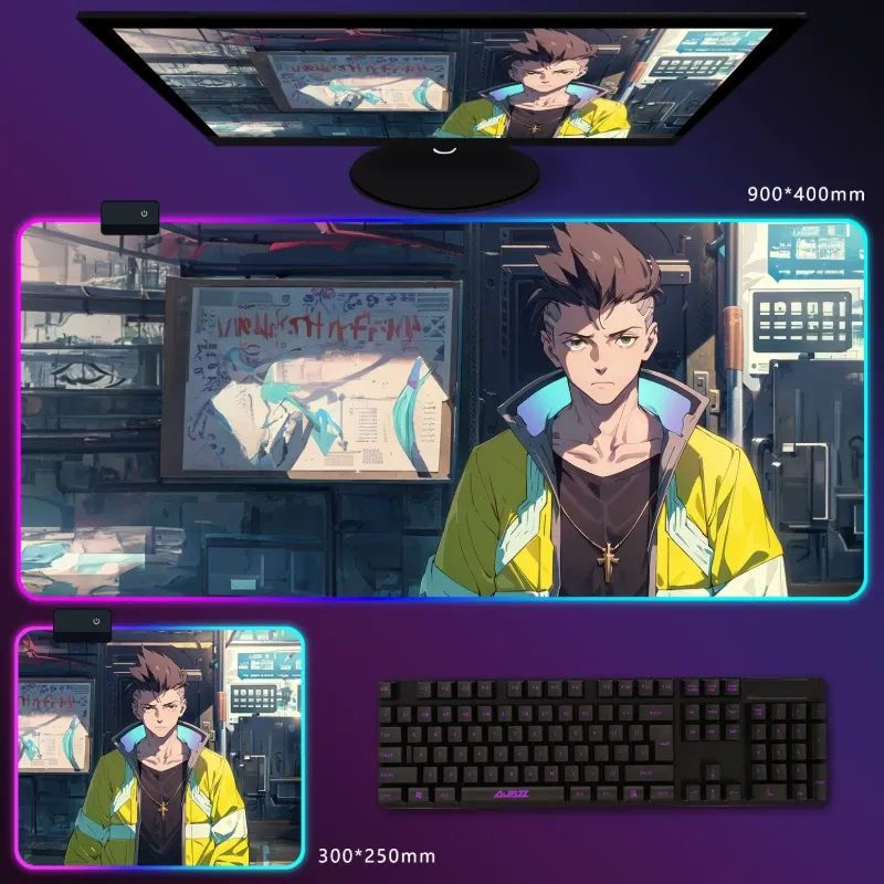 電馭叛客邊緣行者 RGB 電競滑鼠墊｜Cyberpunk 動漫電競桌墊