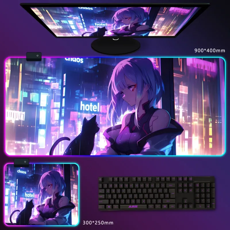電馭叛客邊緣行者 RGB 電競滑鼠墊｜Cyberpunk 動漫電競桌墊