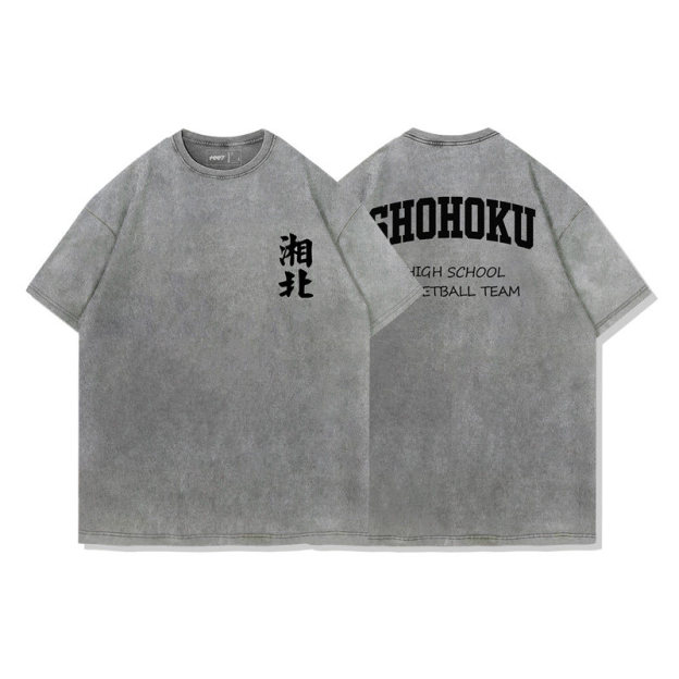 灌籃高手湘北全國大賽出征水洗做舊 2026親子情侶男女同款 印花水洗短袖