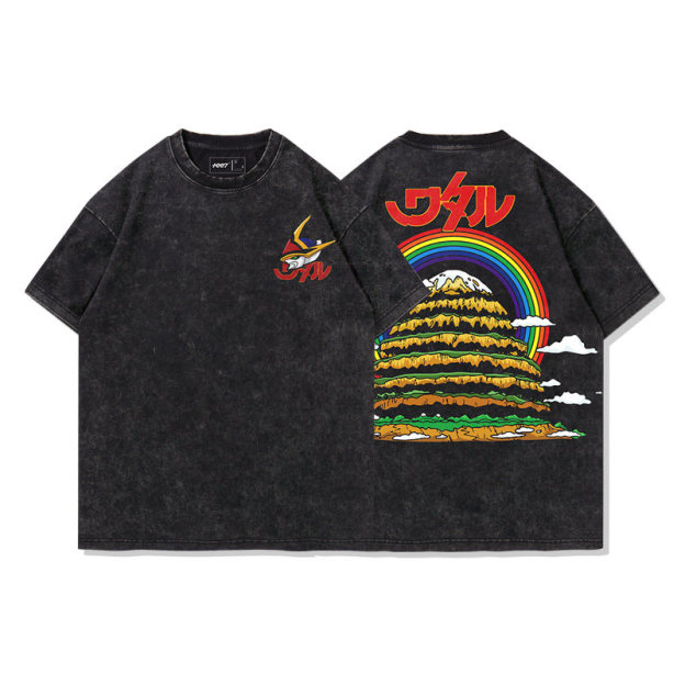 神龍鬥士創界山水洗做舊  印花水洗短袖