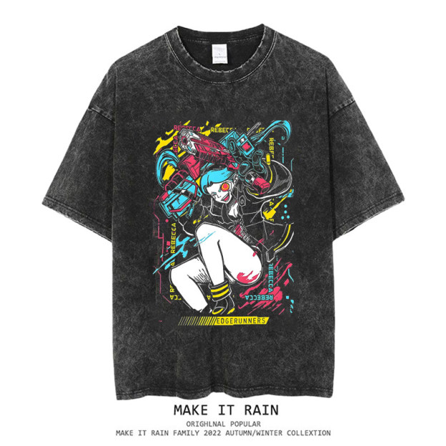 電馭叛客水洗做舊 2026親子情侶男女同款 印花水洗短袖