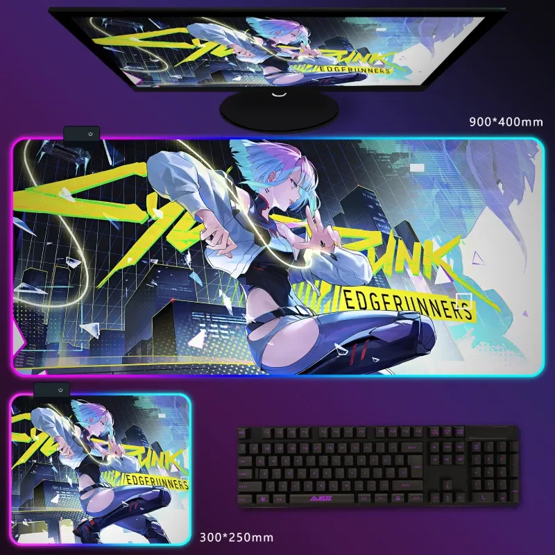 電馭叛客邊緣行者 RGB 電競滑鼠墊｜Cyberpunk 動漫電競桌墊