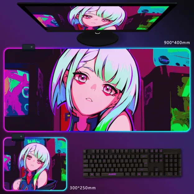 電馭叛客邊緣行者 RGB 電競滑鼠墊｜Cyberpunk 動漫電競桌墊