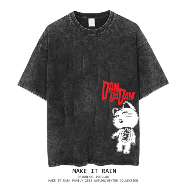 膽大黨水洗做舊 2026親子情侶男女同款 印花水洗短袖