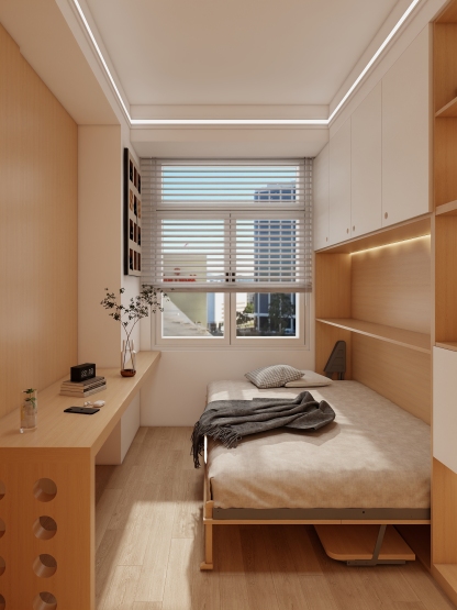 Study room 008: Multifunctional Study with Foldable Bed