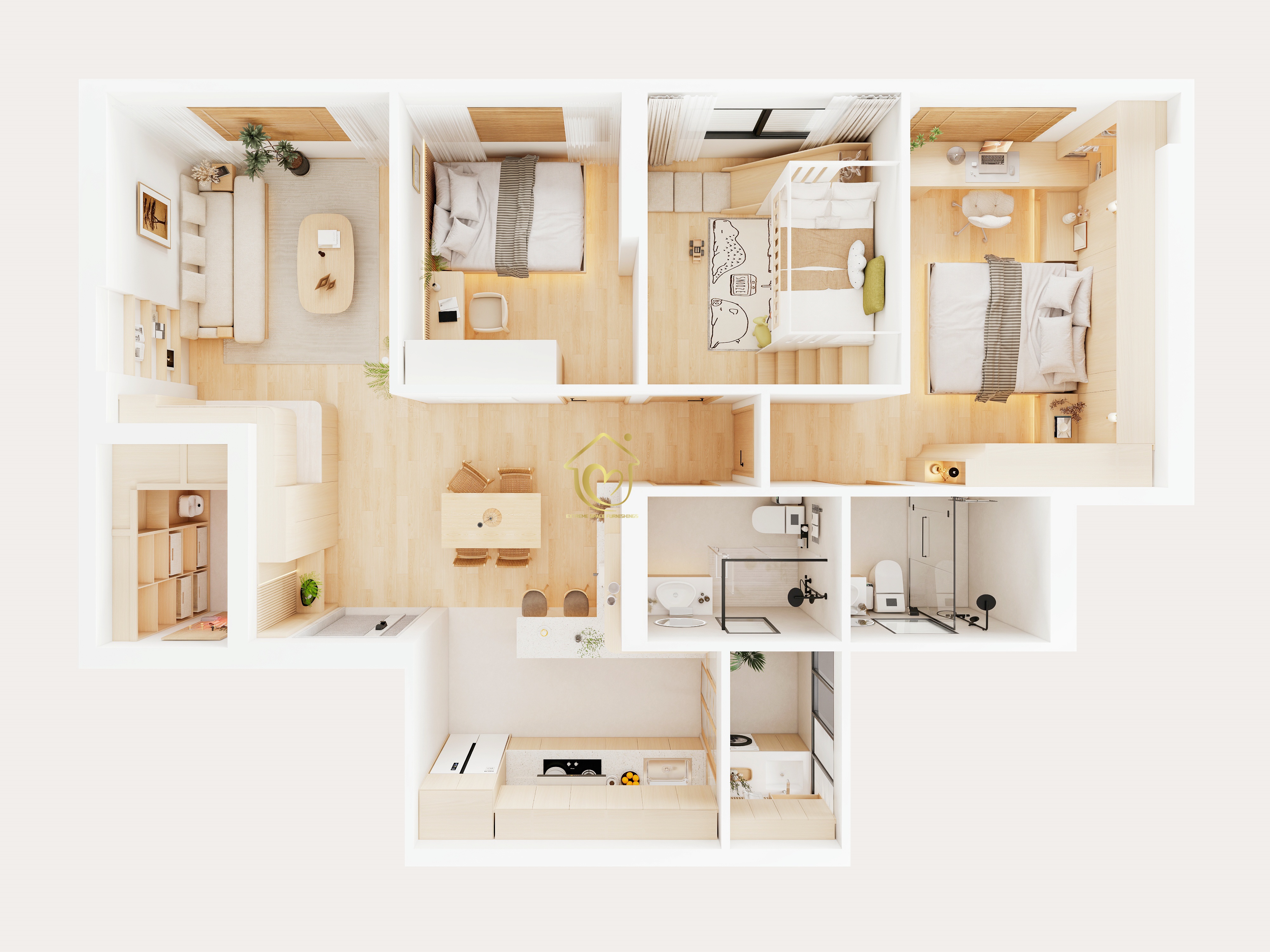 Singapoor-4-Room 3 Bedroom Apartment Design Case-Extreme Space Furnishings